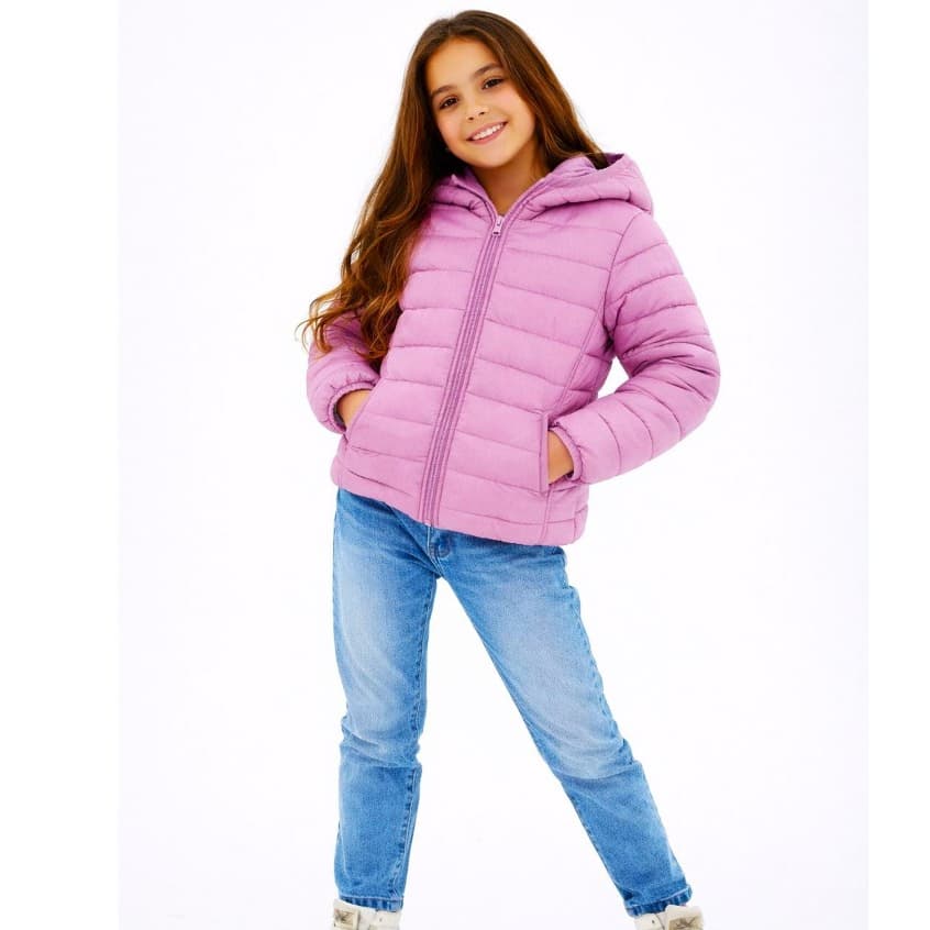 Jaqueta Infantil Feminina Inverno Puffer Com Capuz Casaco Menina Acolchoado Quentinho Moda Infantil