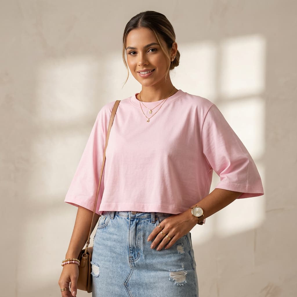 Croppdes Femininos Basicos Blusas Femininas Oversized Elegante Conforto Basico Casual T-shirt Promoção Envio Rápido
