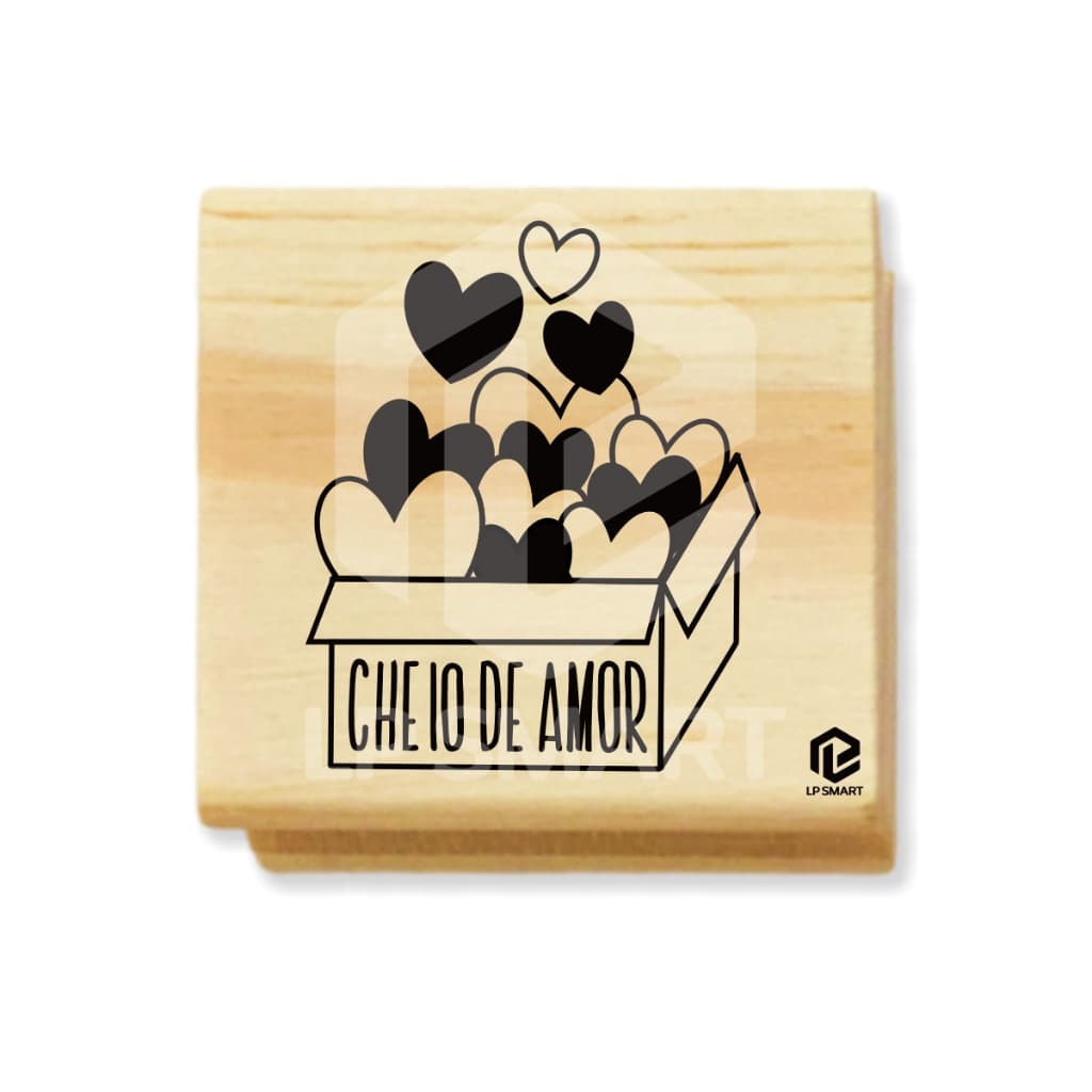 Carimbo Embalagem - Cheio de amor - 4cm X 4cm - EMB016