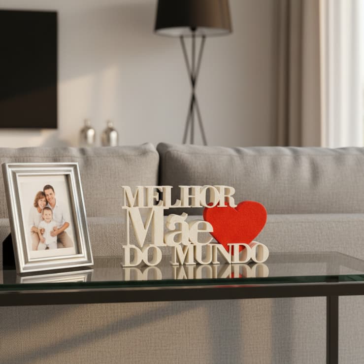 Enfeite Decorativo Melhor Mãe Mundo Coração Presente Dia Mães Mesa Sala Quarto Lembrança Letreiro Placa Criativo Carinho