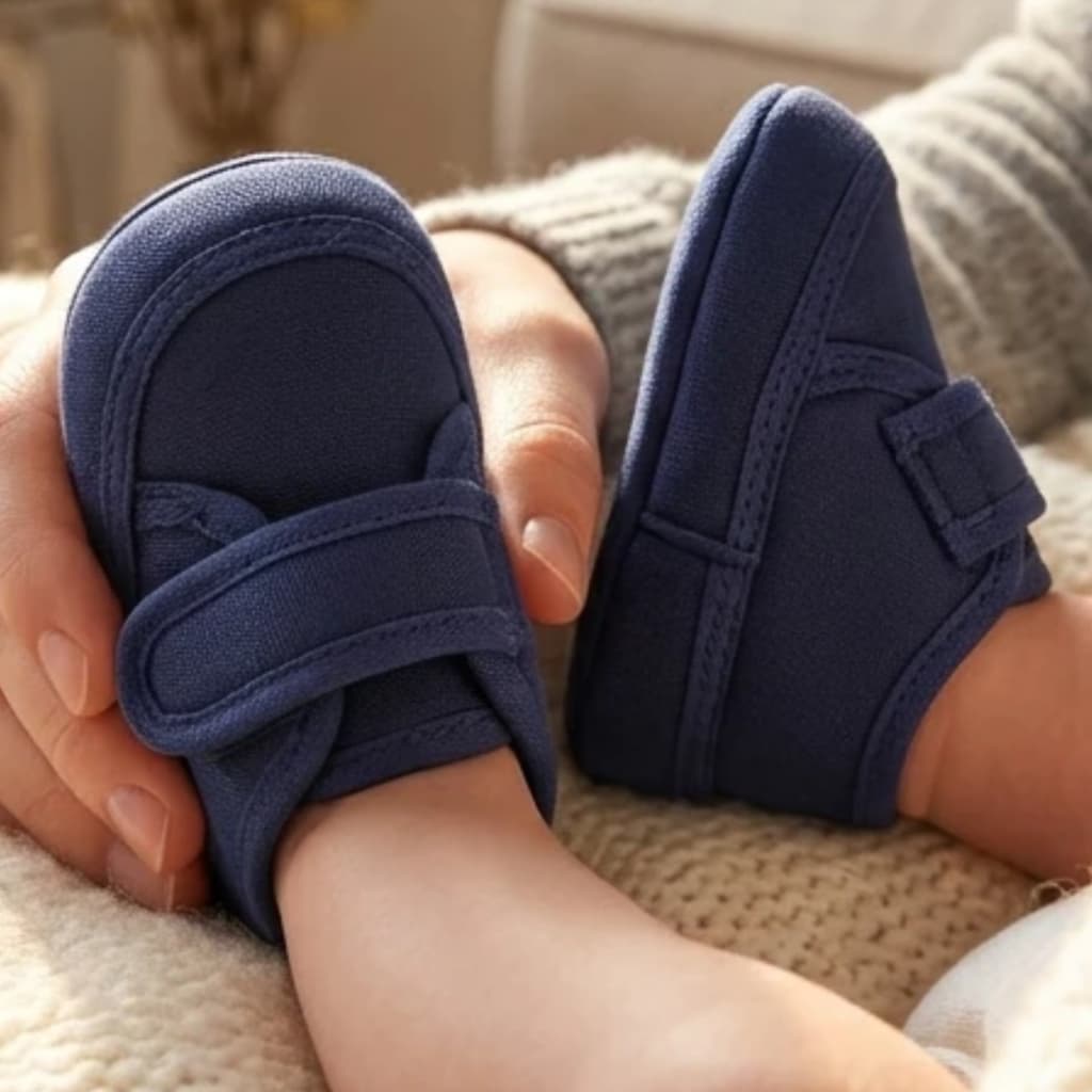 Sapatinho Tecido de Bebê Batizado Unissex fechamento Velcro