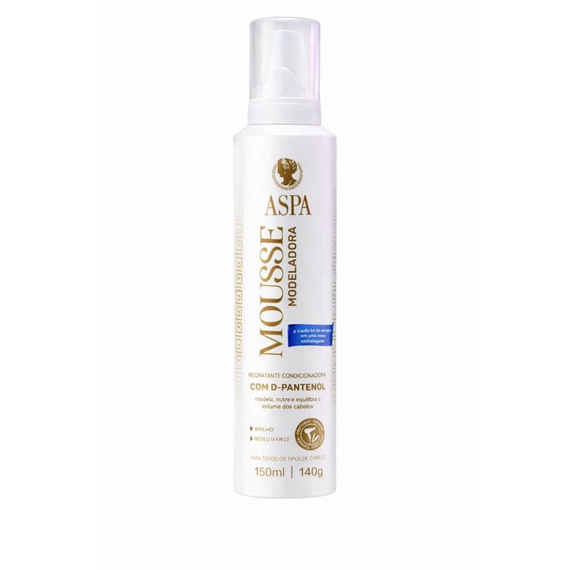 Mousse Modeladora ASPA, Hidratante com D-Pantenol, Reduz Frizz, Modela e Nutre os Cabelos Com 150ml.
