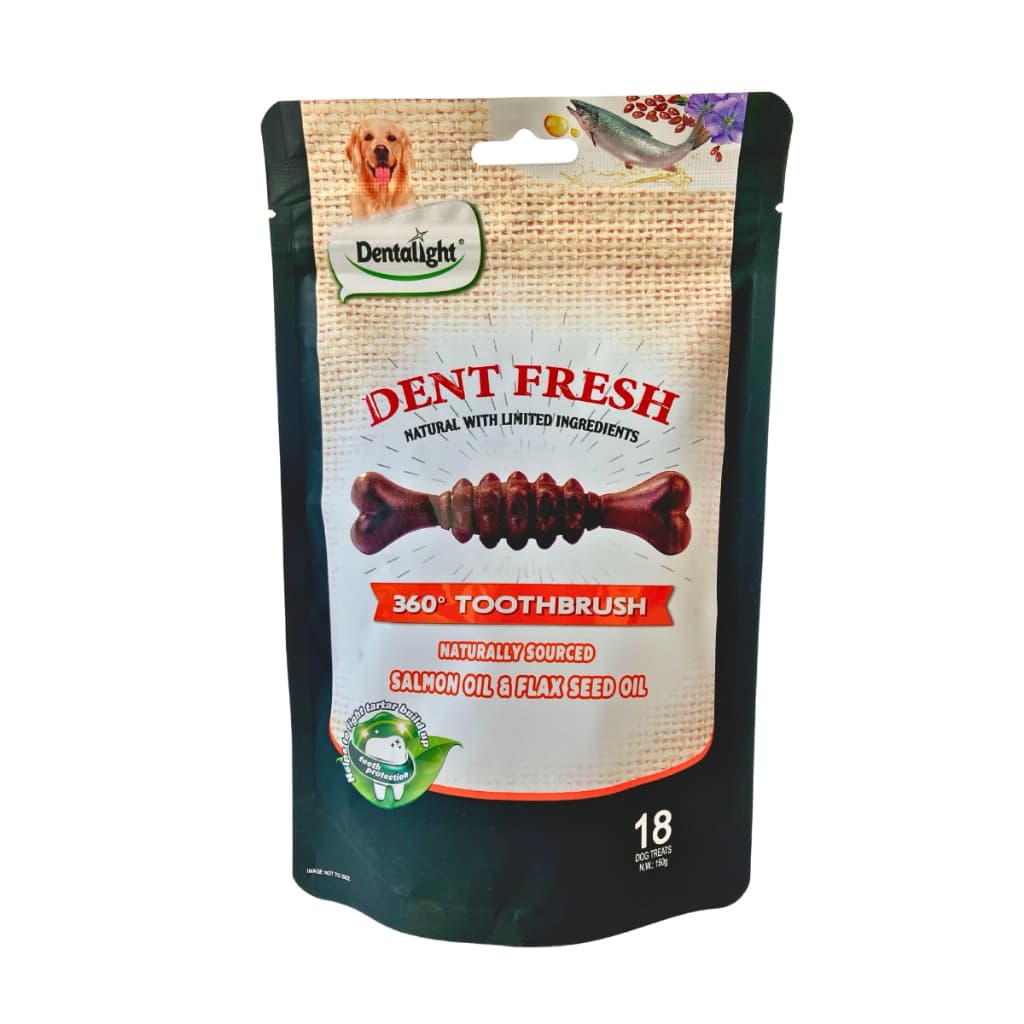 Petisco Dent Fresh Salmão e Linhaça 18 Unid - Dentalight: Limpa Tártaro e Pele Saudável com Ômega 3