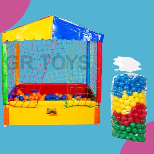 Piscina Infantil 1x1m- com 500 Bolinhas-completa e coberta