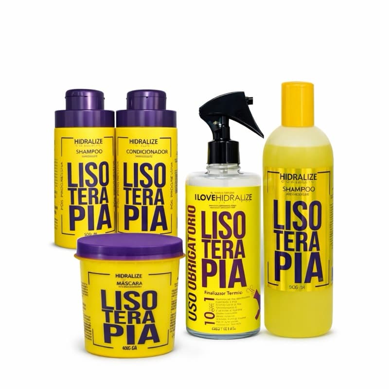 KIT LISOTERAPIA COMPLETO -shampoo e condicionador + mascara + shampoo anti resíduos + protetor térmico