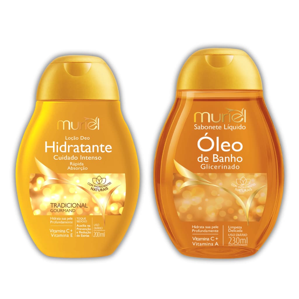 Kit 2 Banho Óleo Gourmand Gold Muriel Corporal e Pós Banho