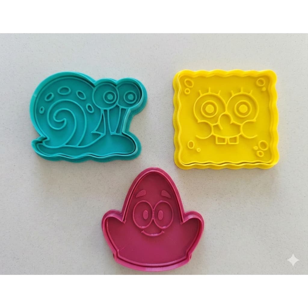 Kit 3 Cortador Marcador Bob Esponja  Pasta Americana