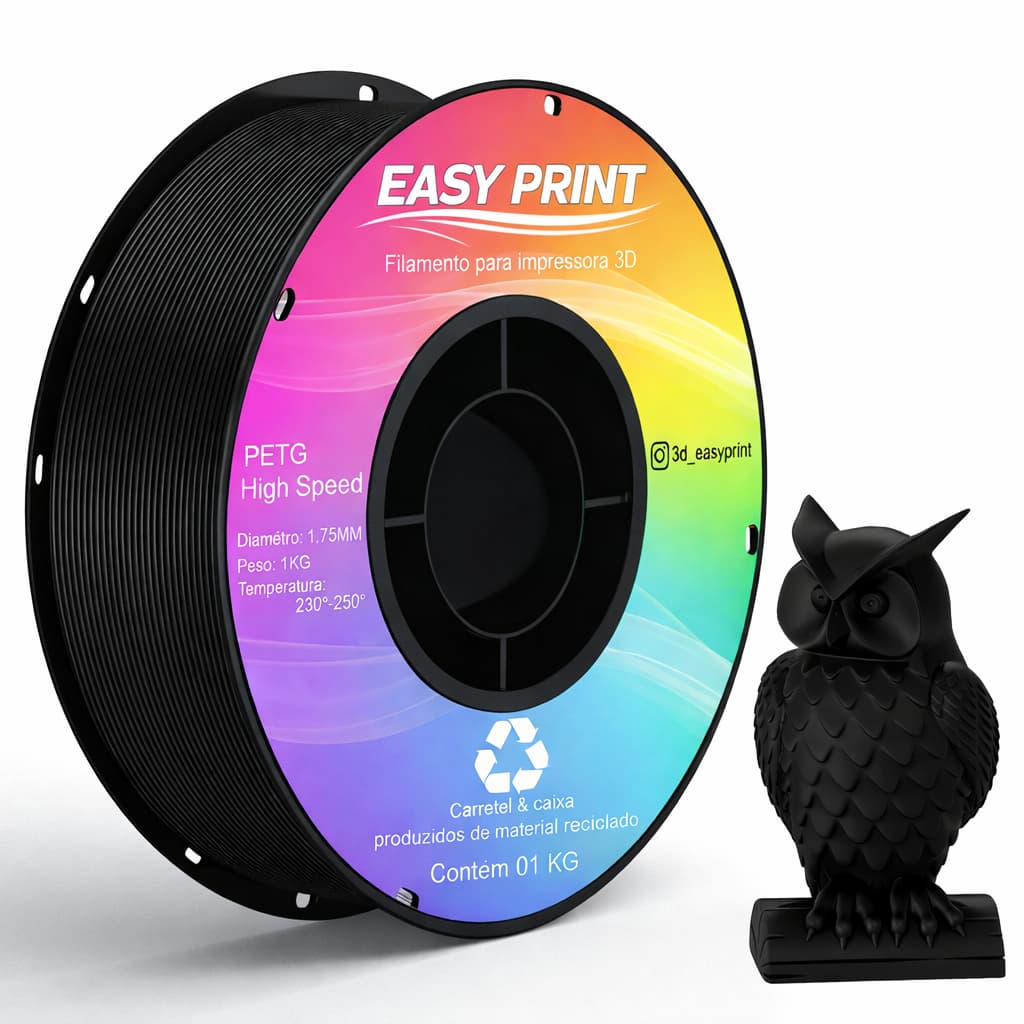 Filamento Petg Para Impressão 3d Rolo 1kg Easy Print 3d Cor Preto, Branco, várias cores