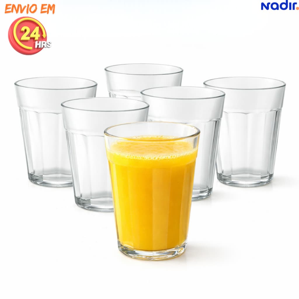 Jogo de Copo Americano Grande 300ml 6 Unidades Transparente Nadir  Long Drink Vidro