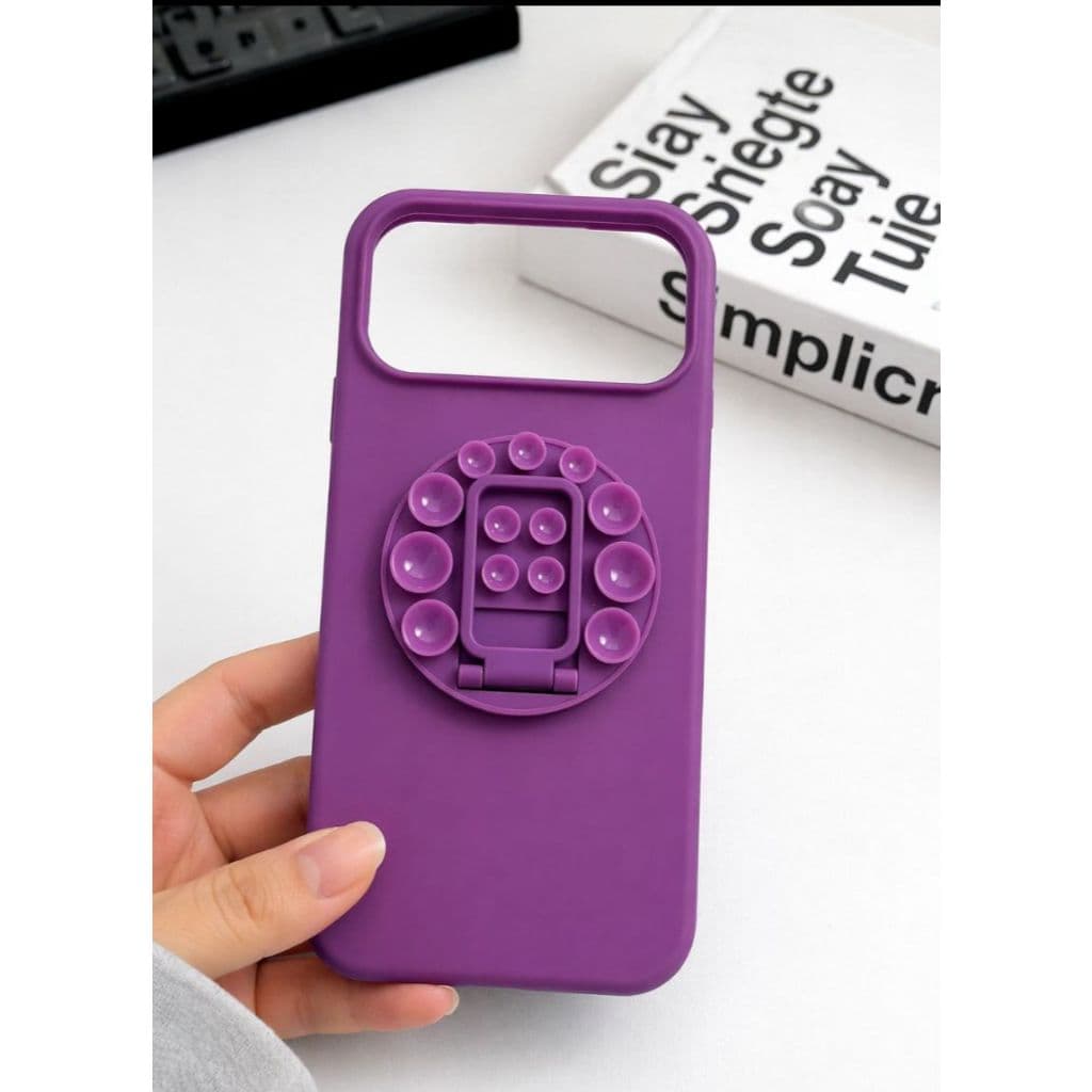 Capa Luxo com Suporte & Ventosa para iPhone 16 16 Pro 16 Pro Max 17 17 Pro 17 Pro Max (WYA)