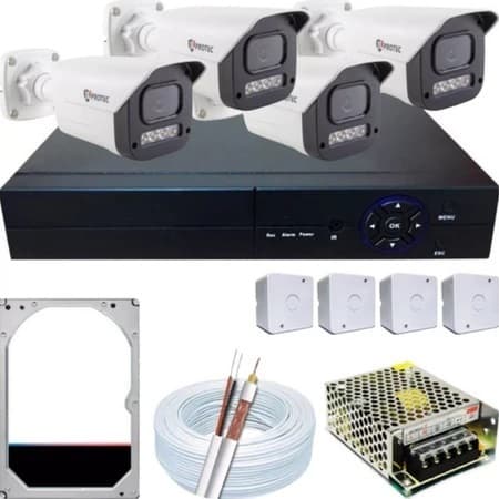 Kit 4 Cameras Segurança Full Color Jl Protec Dvr 4ch Hd 500g completo