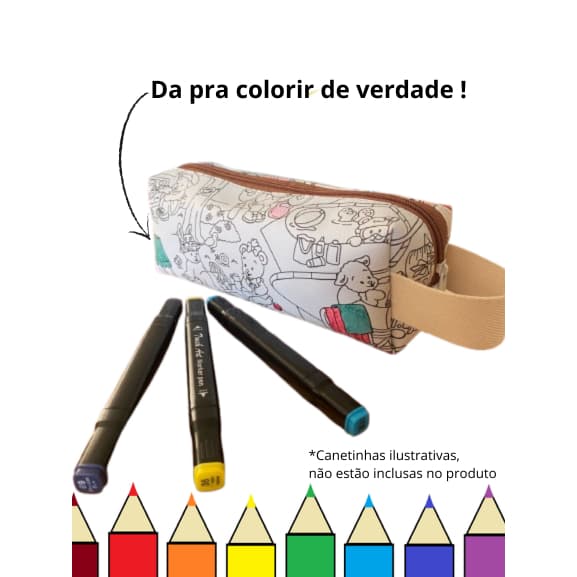Estojo Infantil porta canetinhas para colorir- Necessaire Criativa