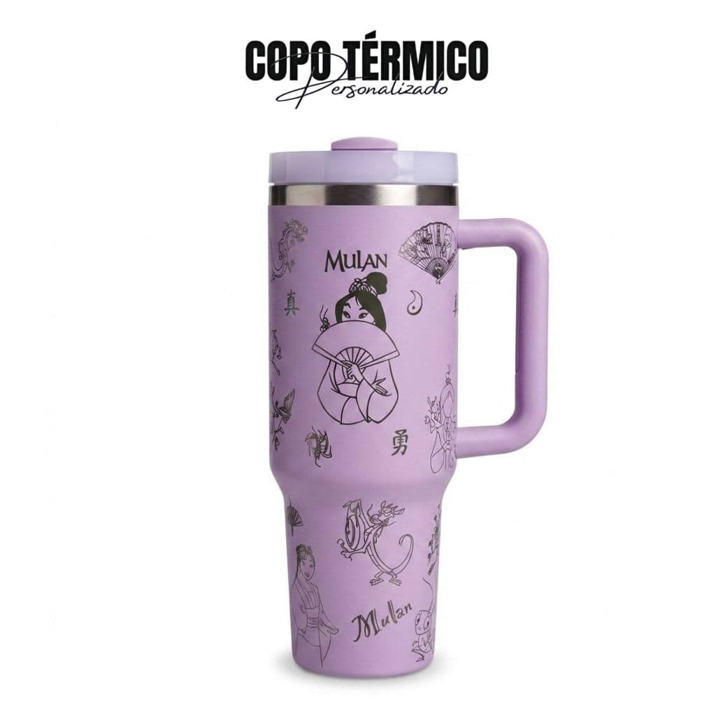 Copo Térmico 1200ml Personalizado Tema Mulan Gravação a Laser 360° Seu Nome