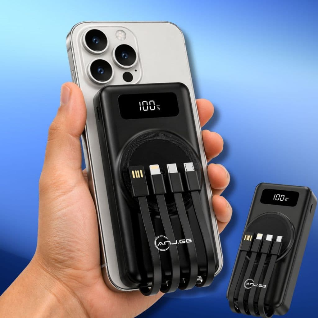 Power Bank Carregador Portátil 20000mah Indução Cabos Com Alta Capacidade Carga Rápida