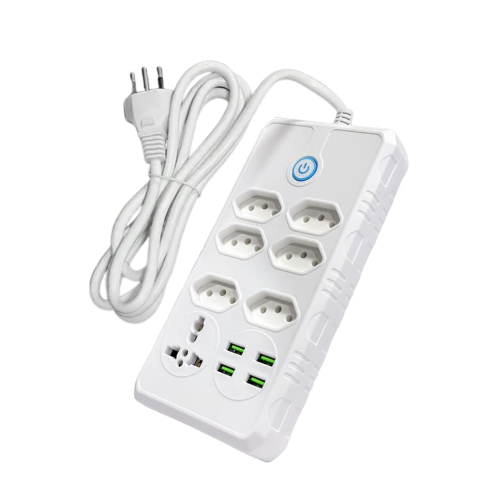 Filtro de Linha com 07 Tomadas e 04 USB Bivolt de 2 Metros Kapbom KA-7001
