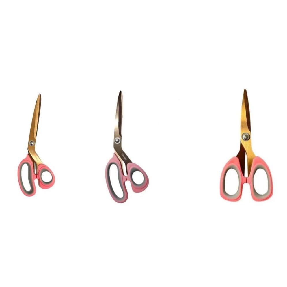 Kit Tesouras Titanium Rosa 5,5 8,5 9,5 Profissional