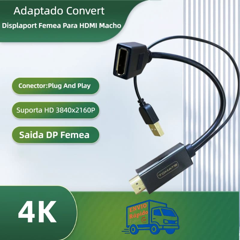 Cabo Adaptador Hdmi Macho Para Displayport 4k Hdmi Dp Femea TOMATE MTV-221