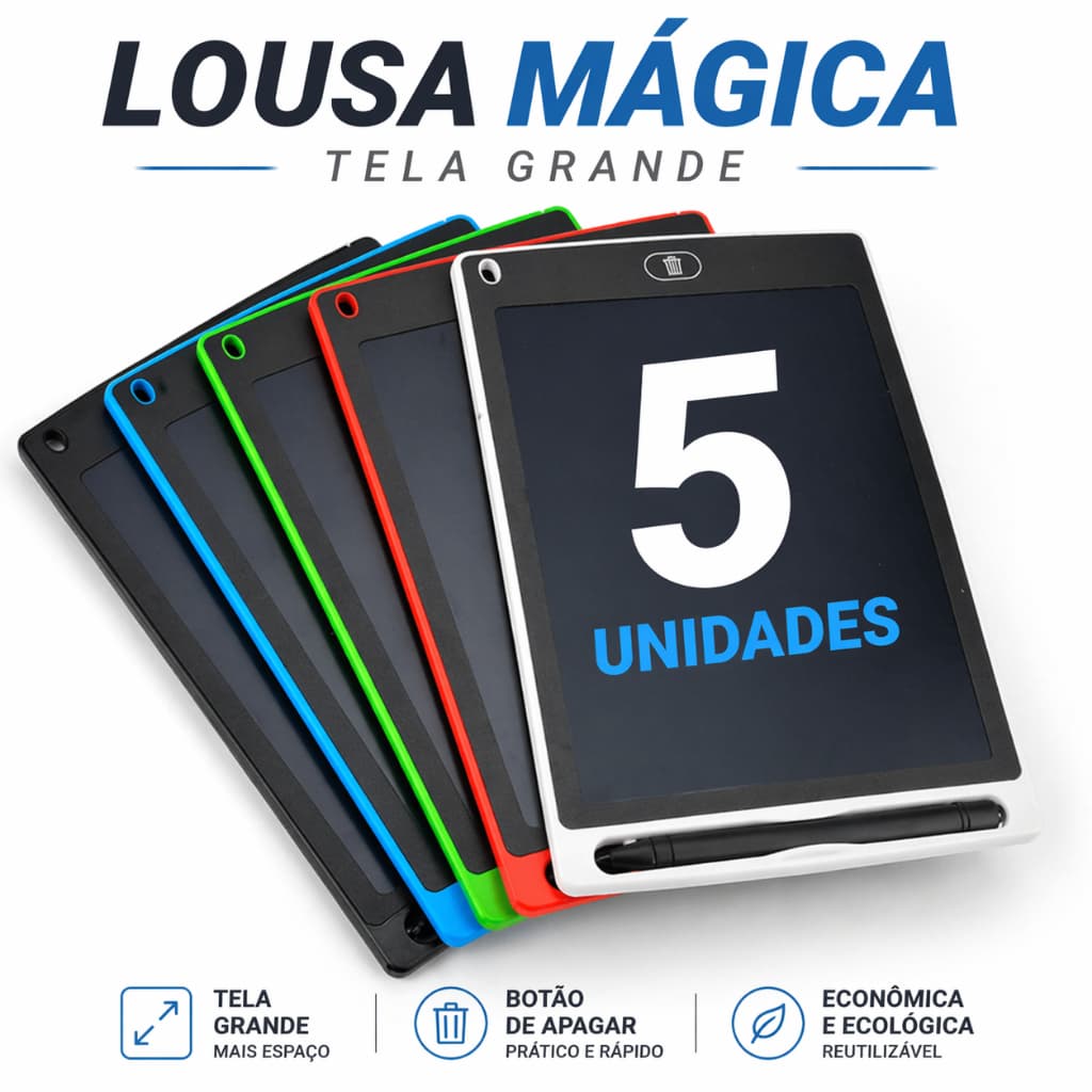 5 Lousa Magica Infantil Tablet Magico Grande Digital Lousa Para Desenho