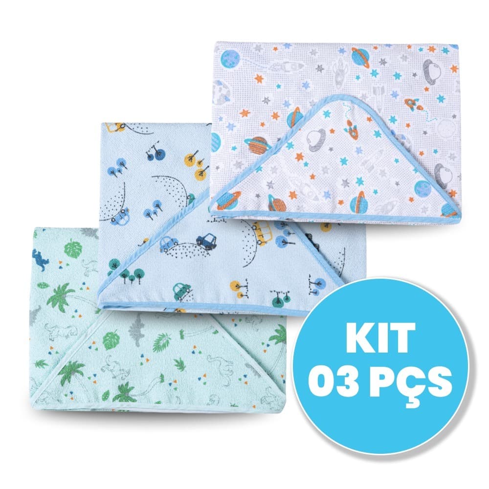 kit 2 ou 3 toalhas para bebê 70x70cm Papi atoalhadas 100% algodão! Sem forro. Ideal para o dia a dia.