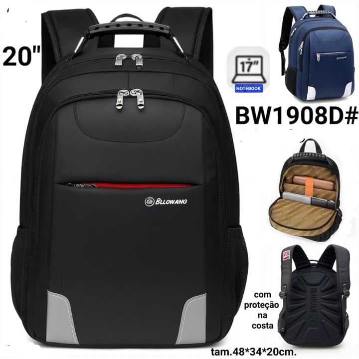 MOCHILA BIAOWANG JUVENIL #BW1908D COM CABO DE AÇO E ESPAÇO PARA NOTEBOOK