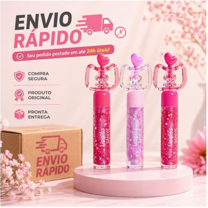 Gloss labial -Lip Gloss Glitter Fofo 3D Gatinho Sarah's Beauty – Brilho Espelhado Holográfico Cute Maquiagem Feminina