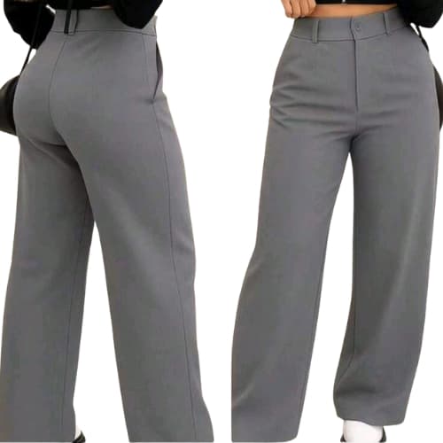 Calça Pantalona Alfaiataria Feminina social Cintura Alta com Bolsos e Zíper frontal tendencia 2026