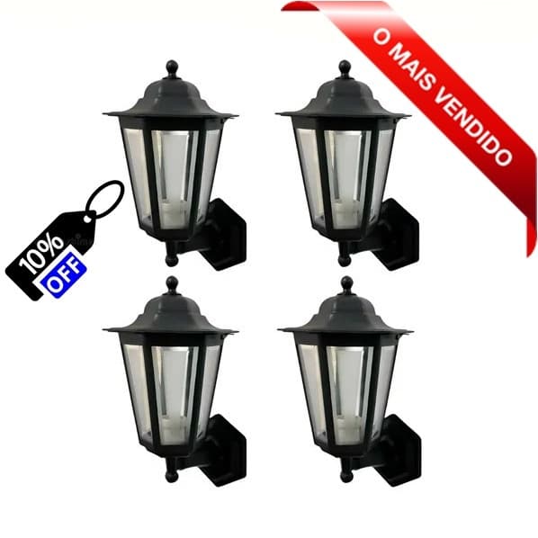 3x Arandela Colonial Invertida Sextavada Branca Externa Top