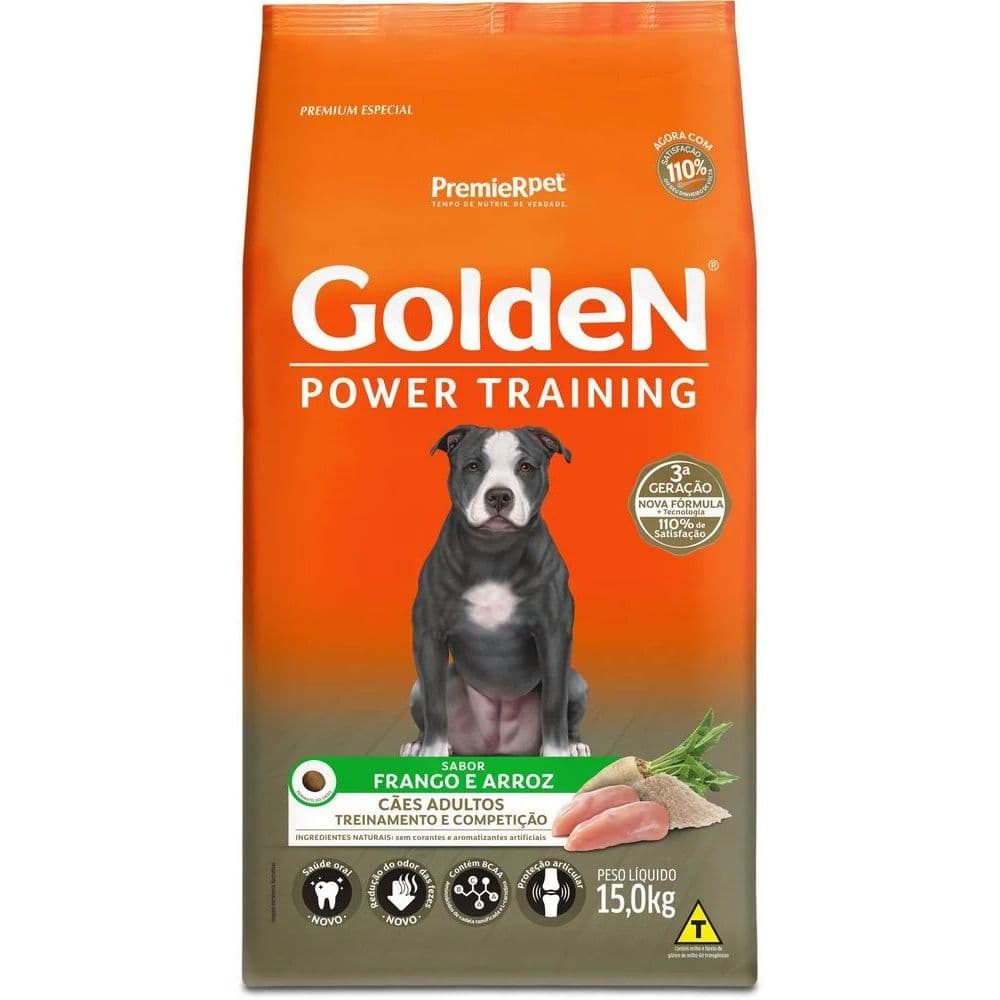 Golden Power Training Frango e Arroz 15kg Cães Alta Performance Treino e Competição