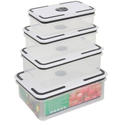 Conjunto 4 Potes Herméticos Quadrado de Plástico Com Tampa, Alimentos, Arros, Feijão, Marmiteira