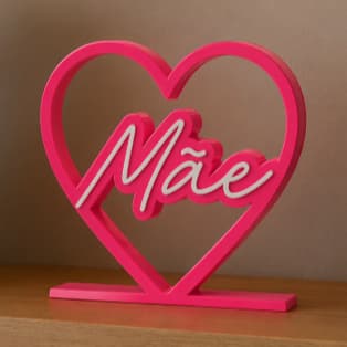 Plaquinha Decorativo Dia das Mães Coração “Mãe” 3D | Presente Criativo Personalizado | Decoração Quarto Sala Mesa
