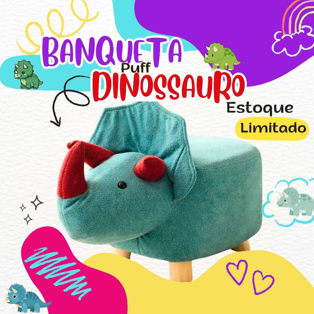 Banqueta Infantil Decorativa 40CM Quarto Festa Brinquedoteca Dinossauro