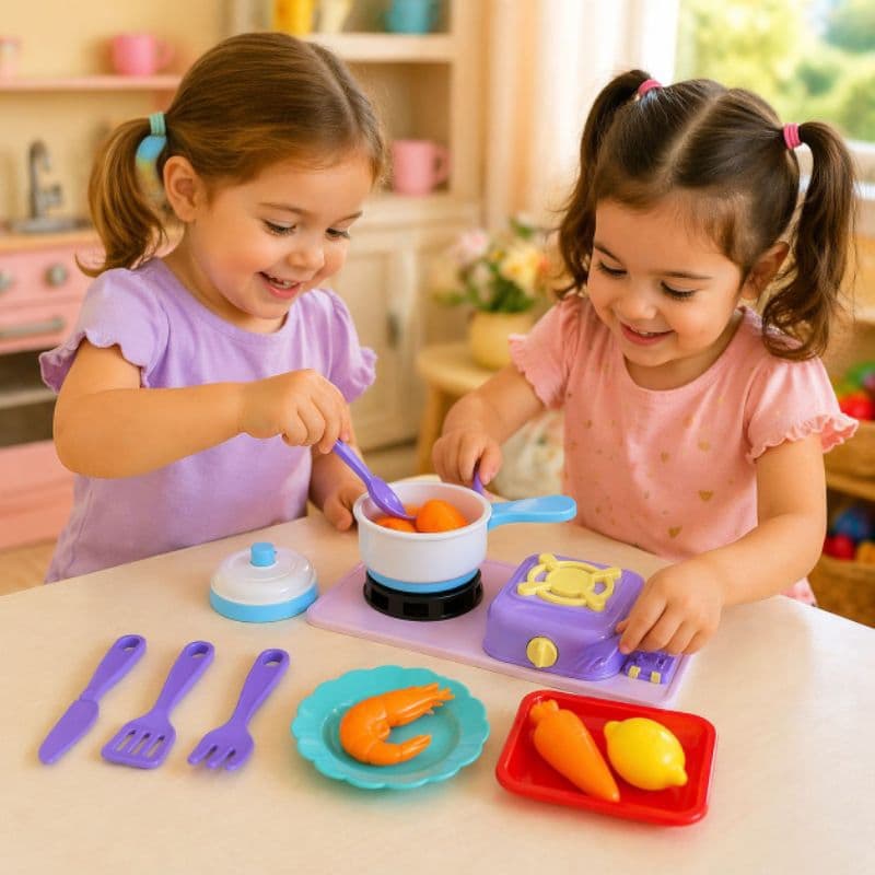 Kit Cozinha Infantil Panelinhas Brinquedo Completo Fogão Utensílios Comidinhas Educativo Menina