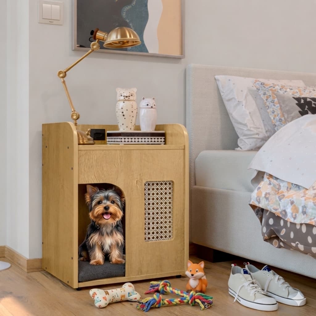 Mesa Cabeceira Pet Casinha Cachorro Gato Pequeno Porte Moderna C/ Ventilação - Cor Cinamomo
