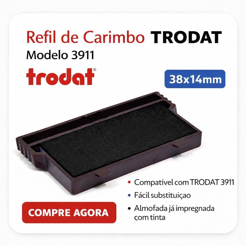Refil Carimbo 3911 TRODAT Original l Almofada Entintada l Reposição Tinta Carimbo