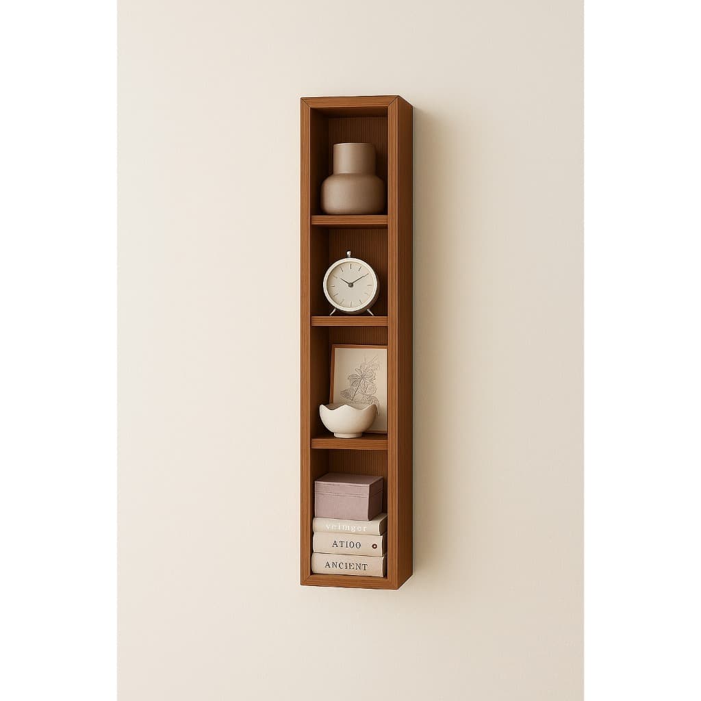 Nicho vertical moderno com prateleiras em MDF, 40x20x20 cores.
