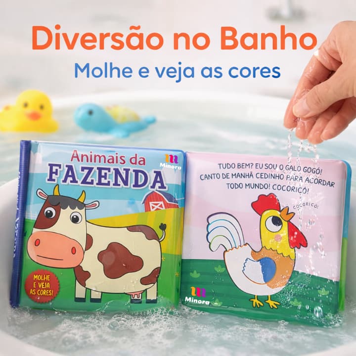 Livro de Banho - Molhe e Veja as Cores - Animais da Fazenda - Infantil Educativo para Bebês