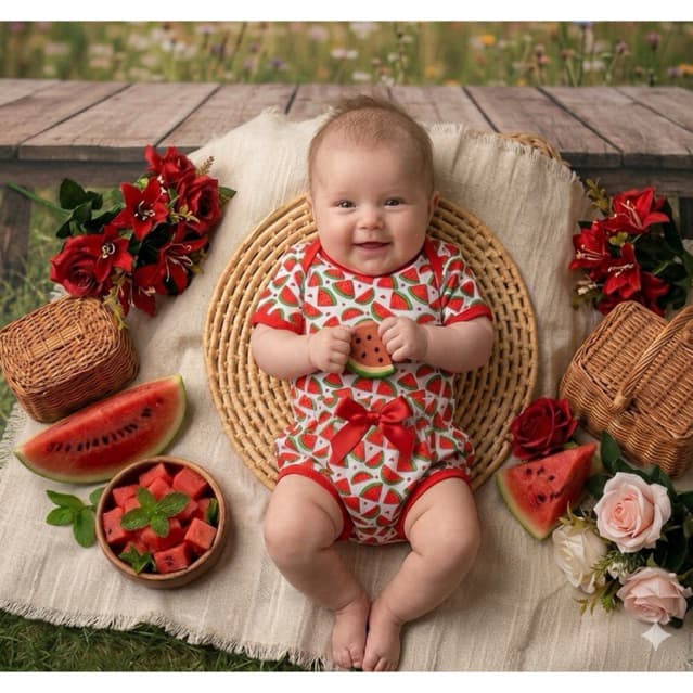 Conjunto bebe menina Body/ Tapa Fralda Melancia NÃO ACOMPANHA O LACINHO.