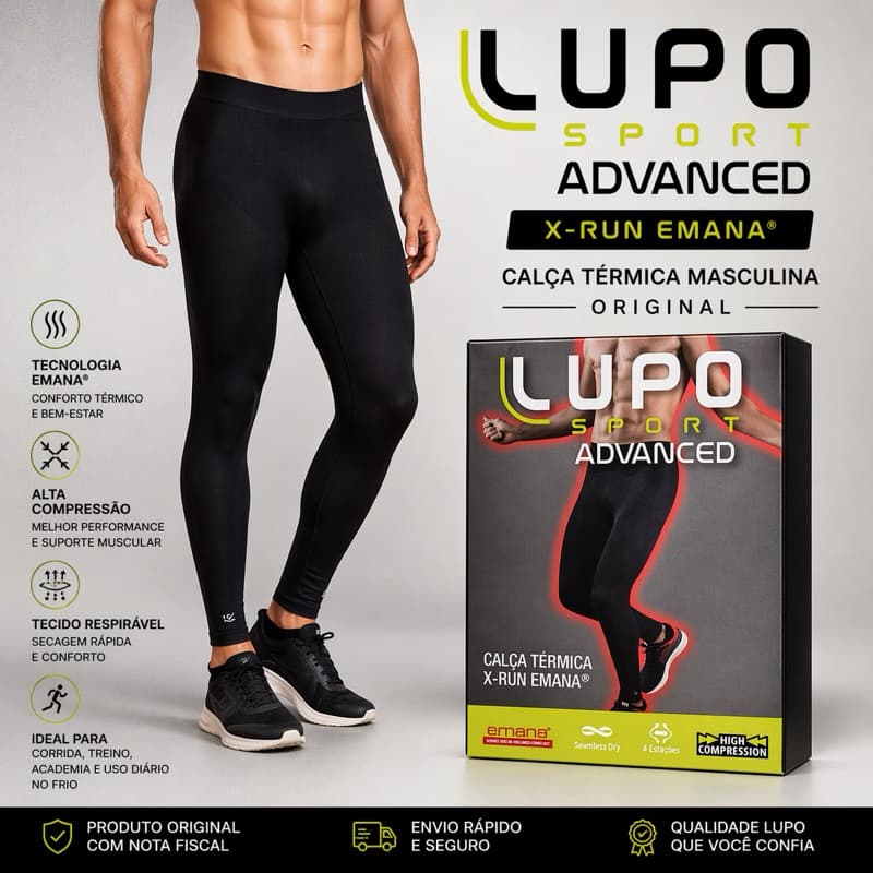 Calça Térmica Masculina Lupo X-Run Emana Original Compressão Academia Corrida