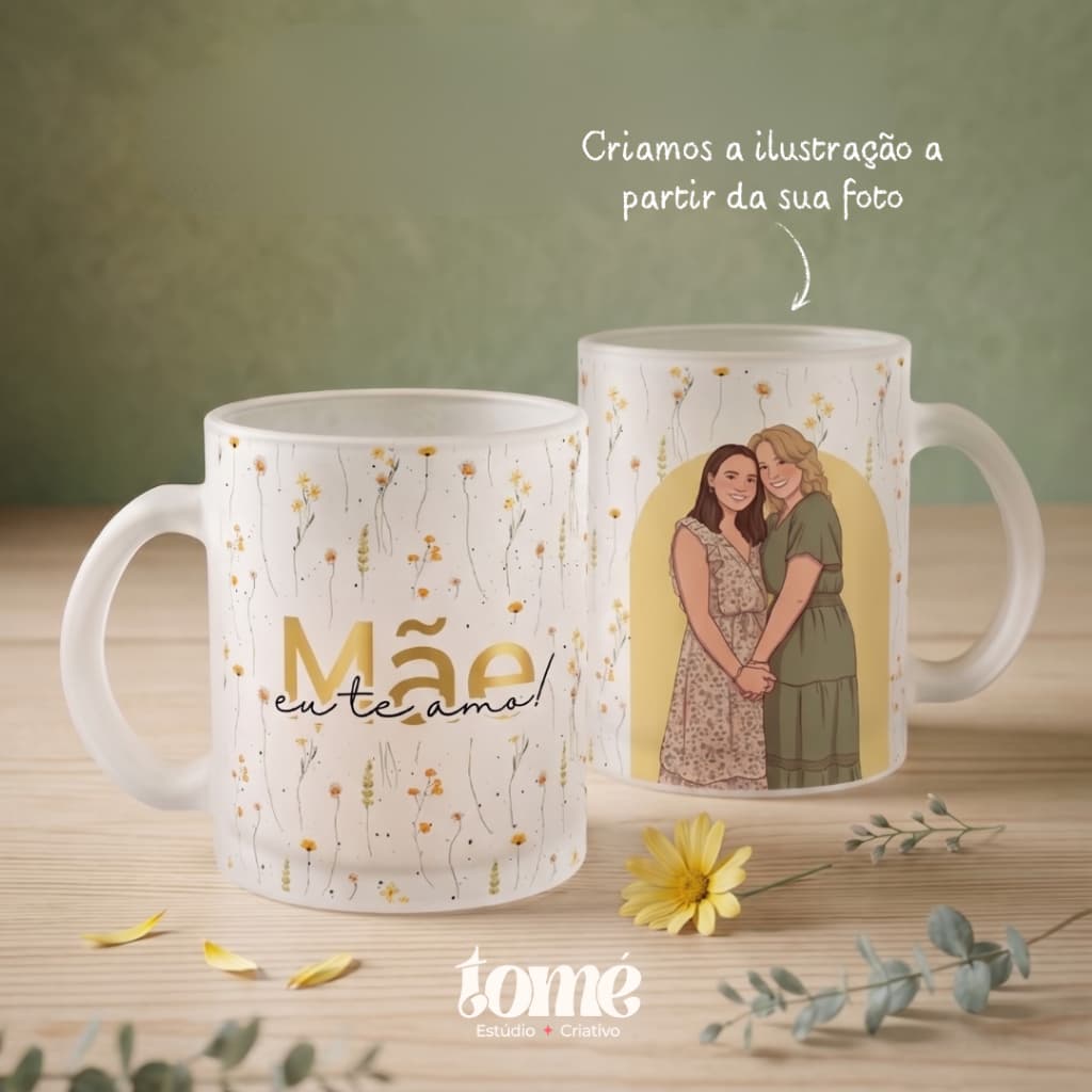 Presente Dia das Mães | Caneca de Vidro Jateado Personalizada