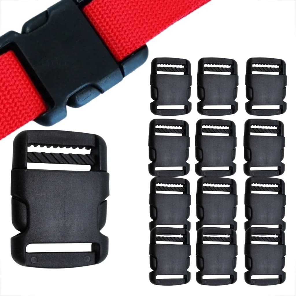 12 Fecho De Engate Rápido 30mm Preto Arredondado Para Mochila Bolsa E Peitoral Cachorro Médio Porte