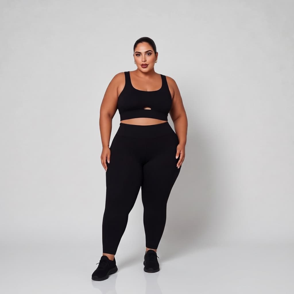 Conjunto Feminino de Academia Plus Size Calça Legging Grossa com Bolso sem transparencia Cos alto