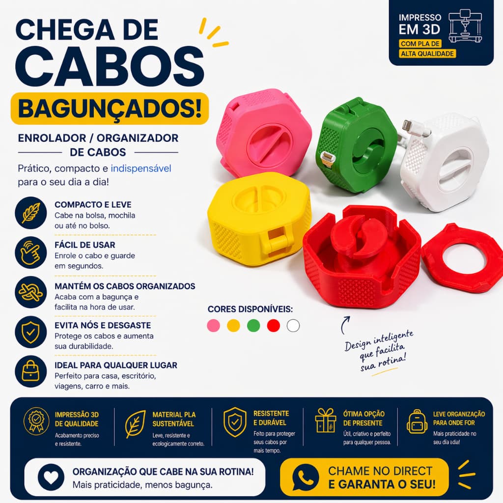 Organizador / Enrolador de Cabos