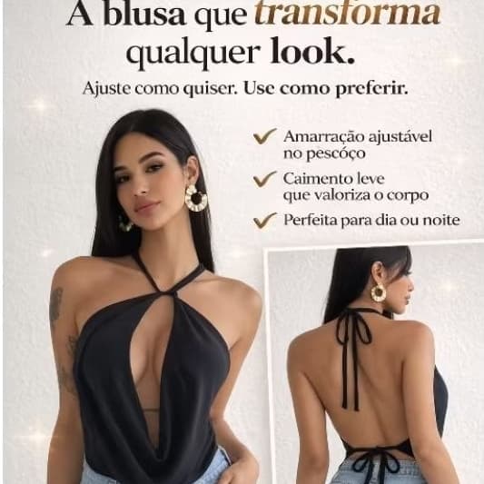 blusa feminina duna caimento elegante decote gringa
