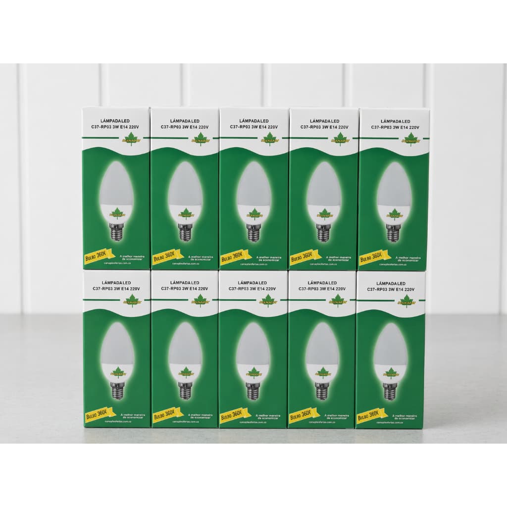 Kit com 10 Lâmpadas Vela C37 2W 5000K E14 220V