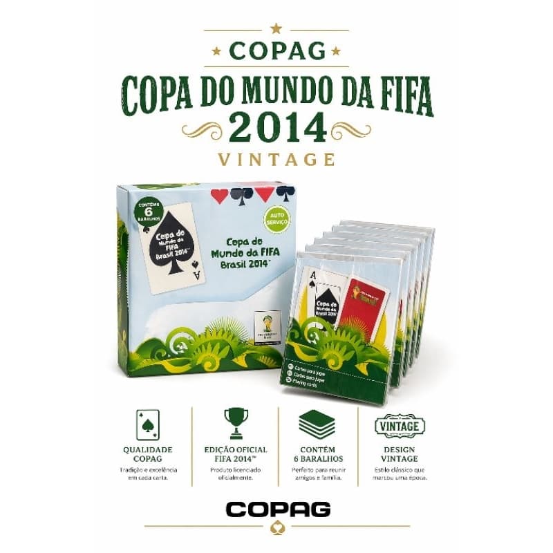 6 Baralhos Copa do Mundo da FIFA Brasil 2014. Vintage Copag.
