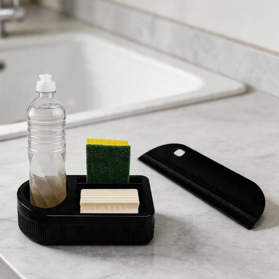 Kit Organizador Pia Porta Detergente Sabão Esponja e Rodinho