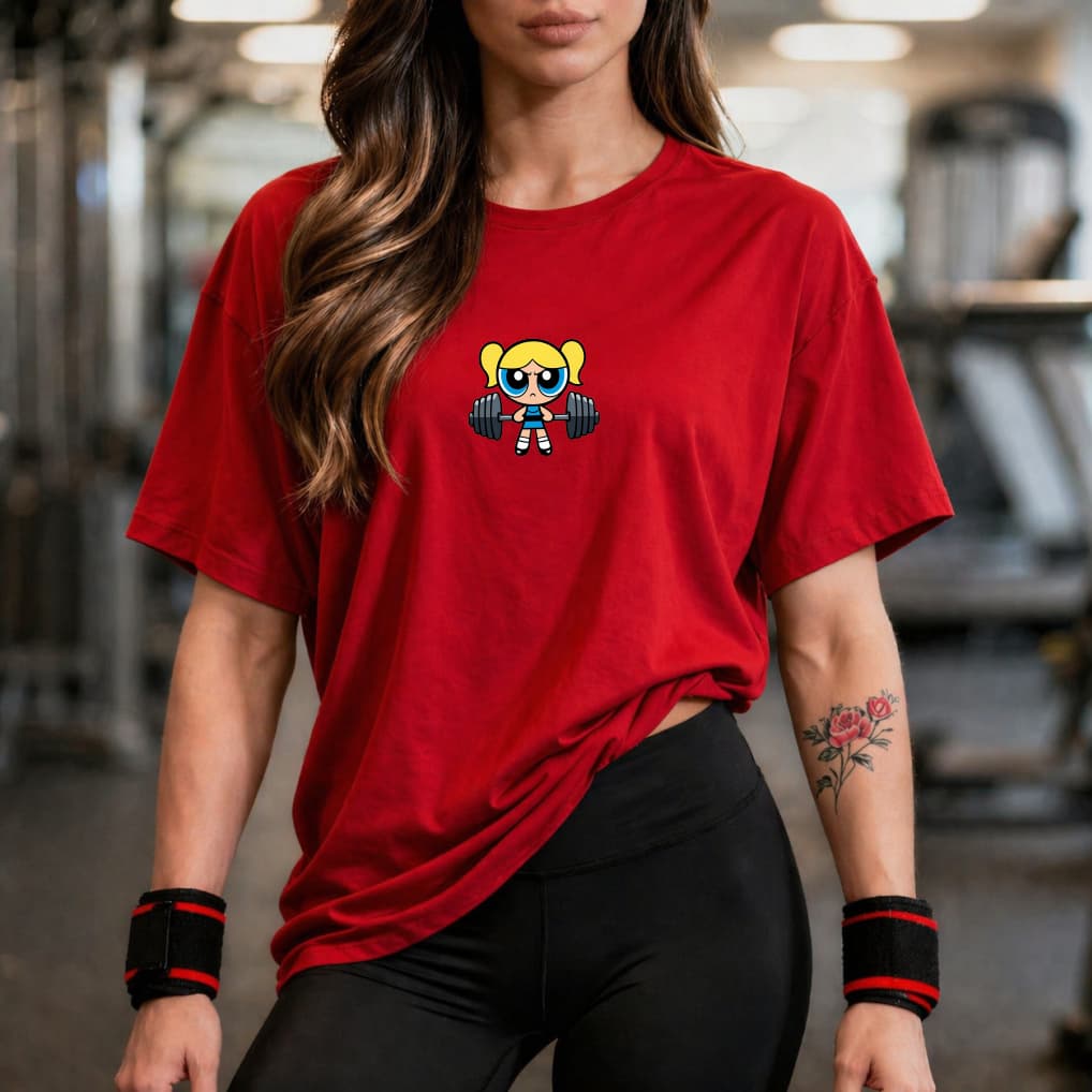 Camiseta Luxo Fitness Super Poderosas Feminina Personagem Academia Treino