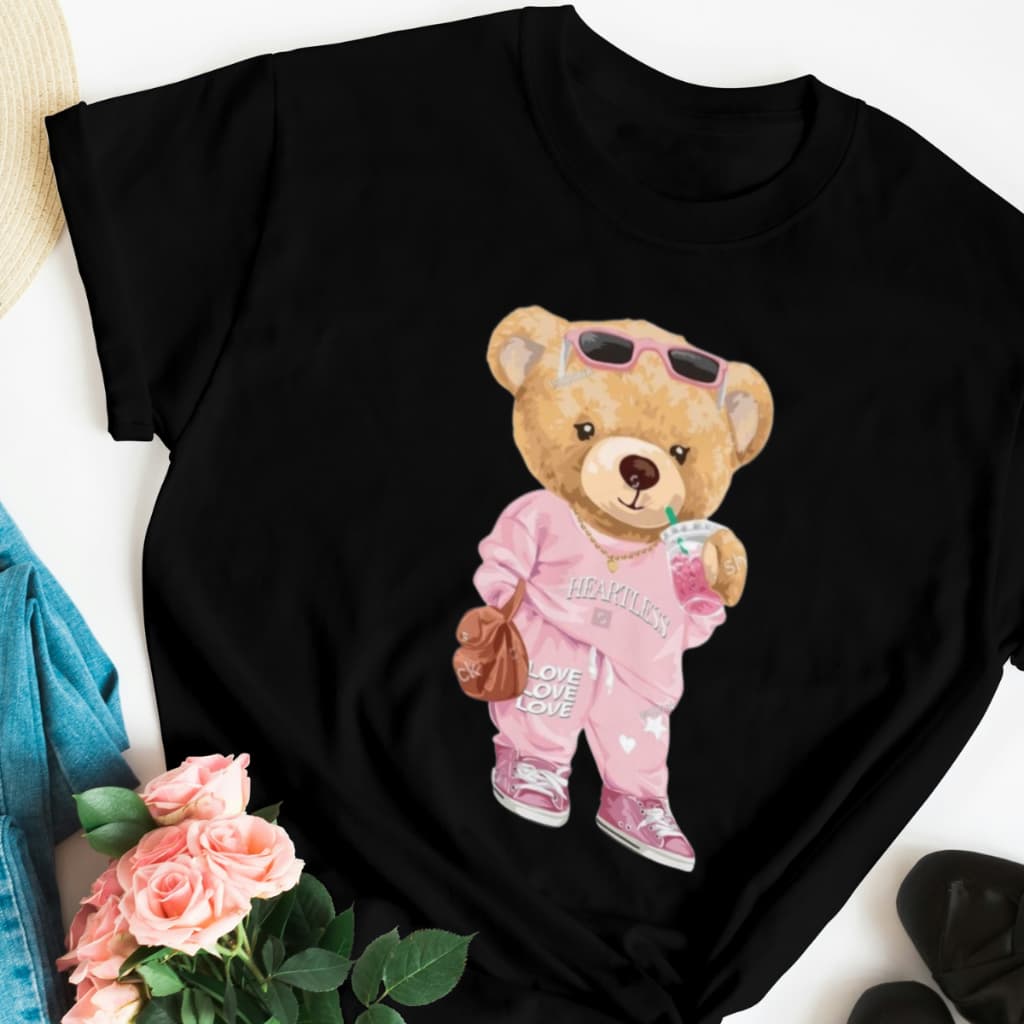 T-shirt Feminina Ursinha Fofa Camiseta Premium Em Algodão Novidade