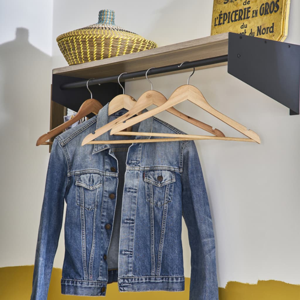 Conjunto 3 Cabides de Madeira Marfim para Roupas e Calças Usado Brechó Bazar Organização