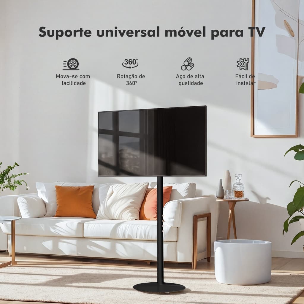 Suporte de TV Móvel Universal 24-46 Polegadas com Rodízios, Rotação 360° e Ajuste de Altura